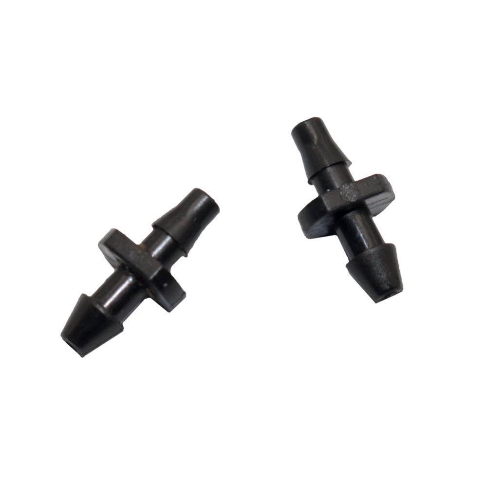 50 pcs 1/8" barbed connector double ways Used to splice our 3/5mm water pipe tubing together 3/5mm garden hose