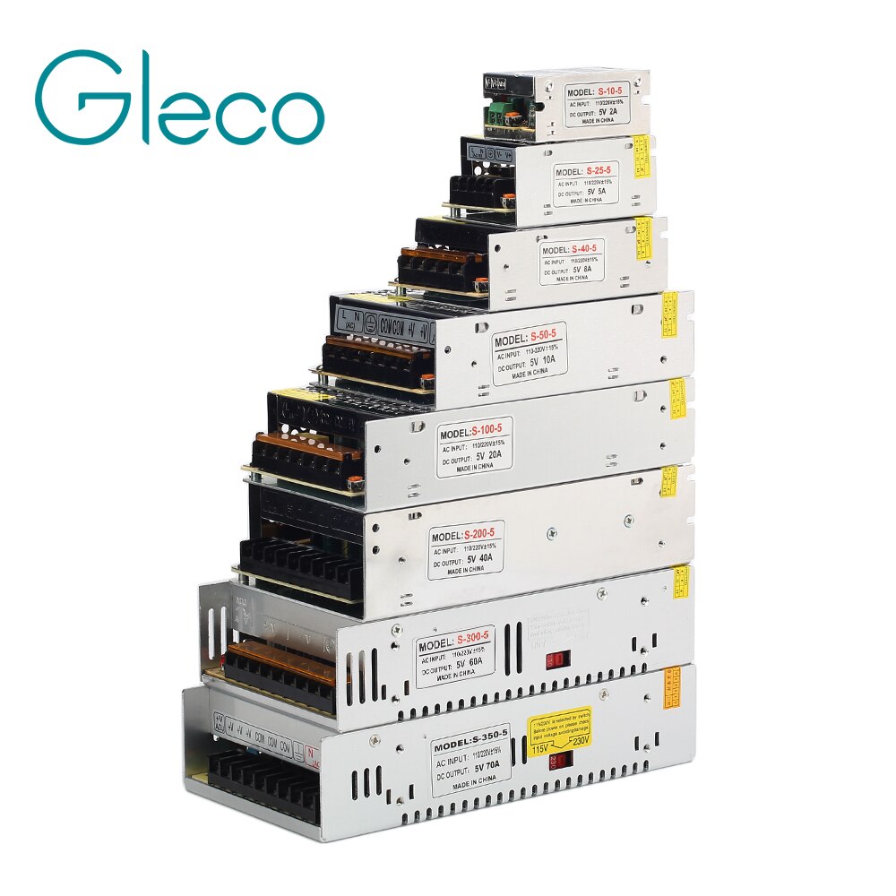 DC 5V Lighting Transformers LED Driver Power Adapter 2A~80A ,10W~350W for LED Pixel Strip 5V Strip Light Switching Power Supply