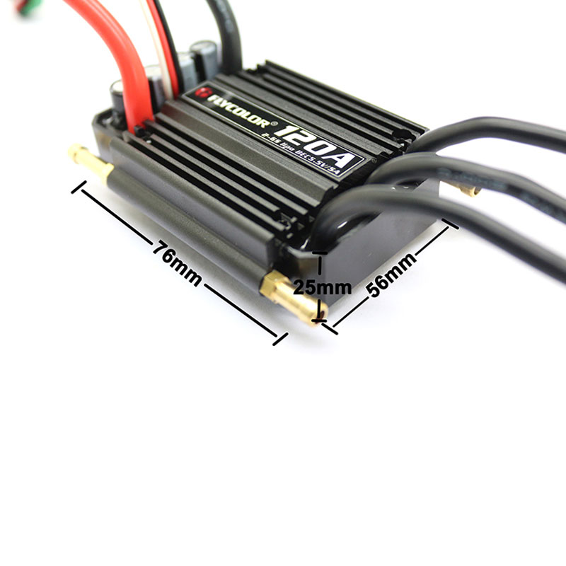 Controlador de velocidade esc flycolor 150a 120a 90a 70a 50a suporte esc sem escova 2-6s lipo bec 5.5v/5a para barco rc f21267/71f