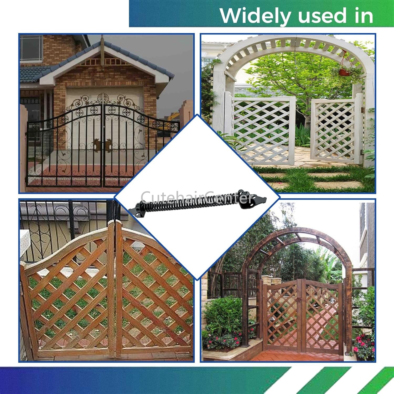 Adjustable Steel Gate Spring Hinge Self-Closing Lock Heavy Duty Thickened Closer with Position Pin for Farm Fence Outdoor Garden