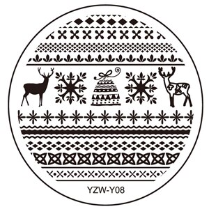 YZWLE 1 feuille ronde noël Nail Art Image timbre estampage plaques manucure modèle bricolage polonais pochoir: Y08