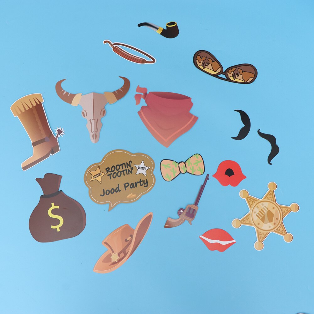 30pcs Cowboy Tribe Photo Props Paper Beard Decor Party Accessory for Decoration