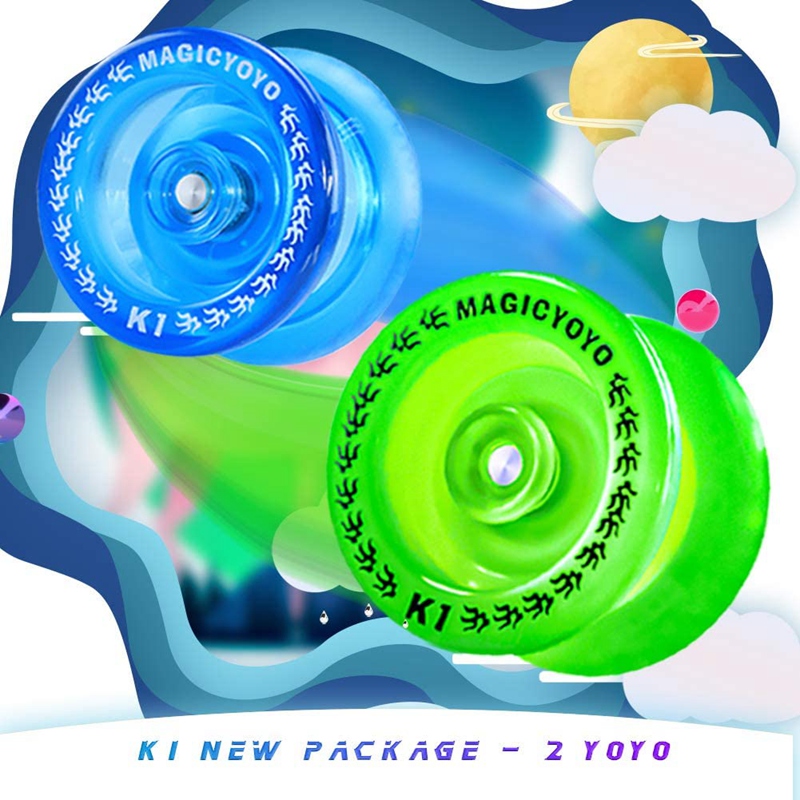 MAGICYOYO K1 Plus Responsive Yoyo for Kids,Plastic Yoyo with Narrow C Bearing,Yoyo for Beginners (Blue&amp;Green)