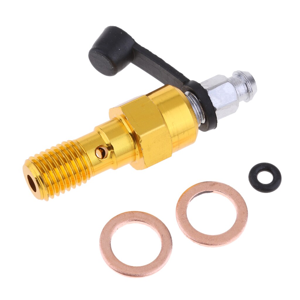 Universal M10 Single Banjo Bolt Thread Bleeder Nipple Washers 1.25mm Gold