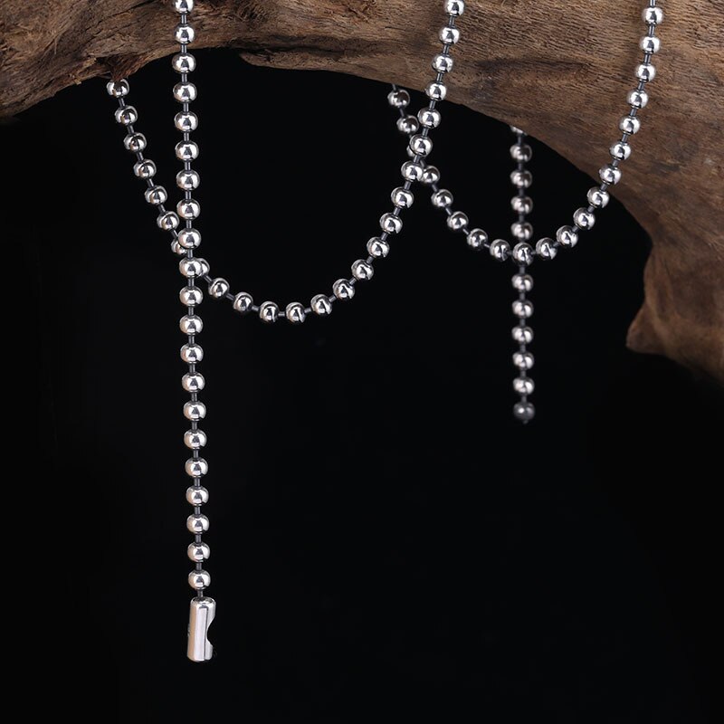 Bocai S925 Sterling Zilveren Ketting Persoonlijkheid Handgemaakte Thaise Zilveren Retro Eenvoudige Trui Ketting Voor Mannen En Vrouwen