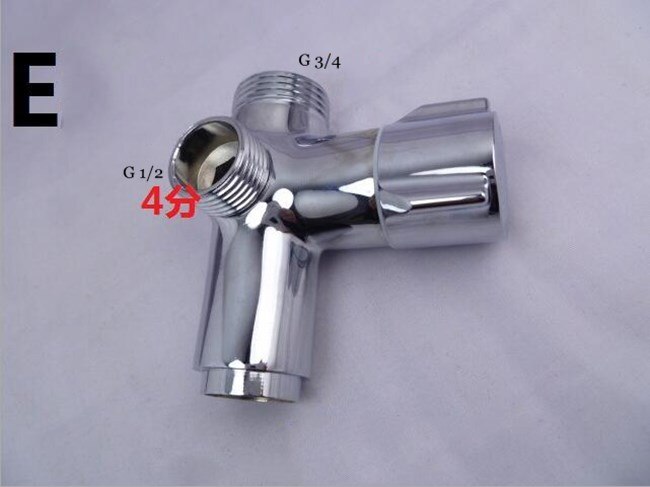 Three-way Water Diverter T-shaped Adapter Shower Diverters Connector Toilet Bidet Water Separator Faucet Splitter Valve: E