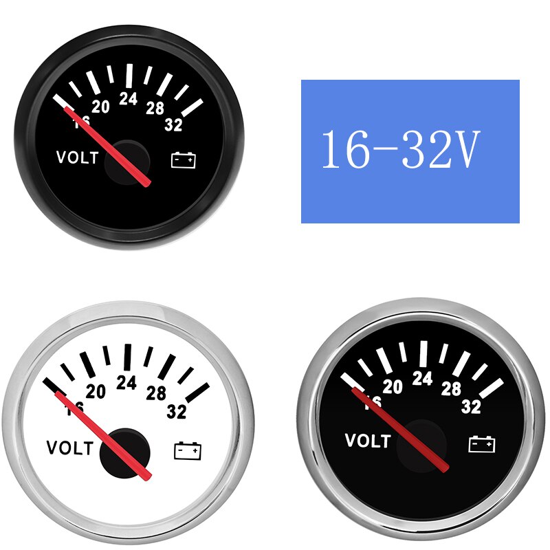 Vattentät auto bil voltmätare mätare 52mm visar spänning motorcykel båt bil voltmätare indikator instrument 8-16v 16-32v