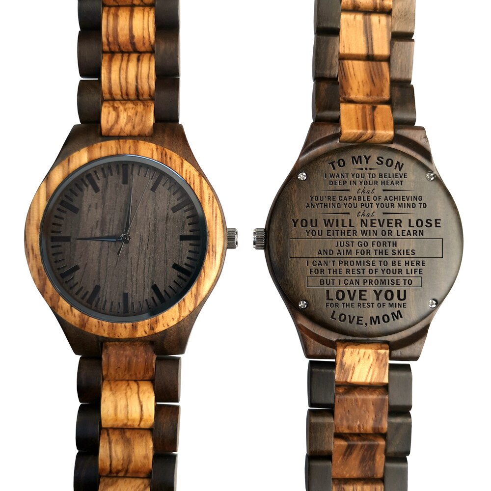Aan mijn zoon - je bent in staat om alles te bereiken als je je er maar op richt houten gegraveerd horloge gegraveerd heren sandelhout horloge