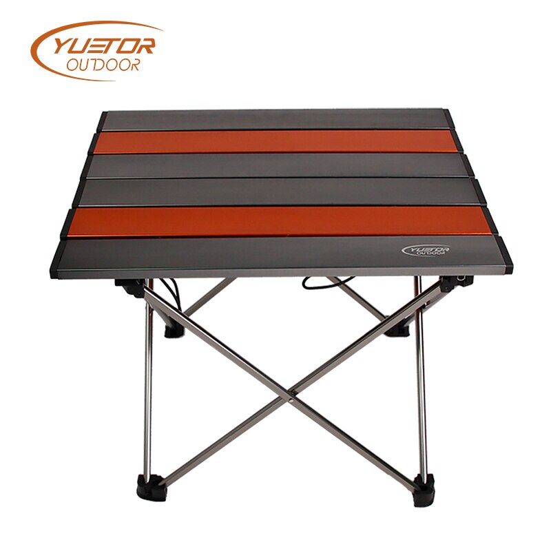 YUETOR exterior tamaño mediano Ultra ligero portátil plegable mesa escritorio Camping al aire libre Picnic aleación de aluminio naranja