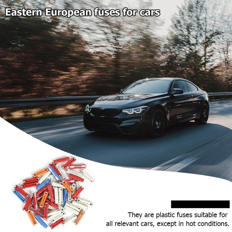 50 stks/set EU Continental Klassieke Auto Zekering Kit Plastic + Zink Torpedo Auto Zekering met Voldoende Duurzaamheid en Ruggednes