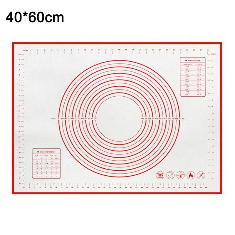 Siliconen Gebak Mat Bakken Matten Met Meting Non-stick Bakken Teller Panel Deeg Rollen Sheet Voor Pizza Taart Keuken gereedschap: 40x60cm Red