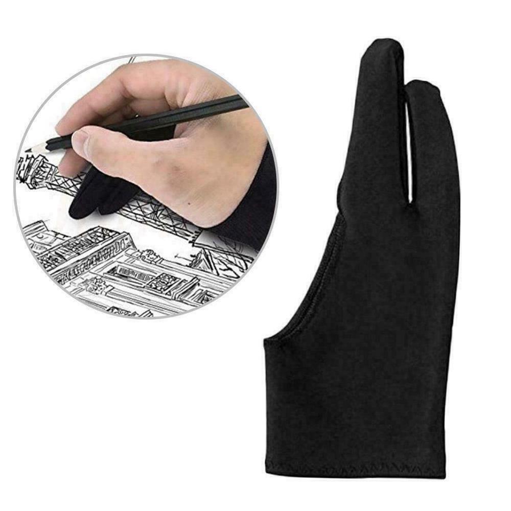 2 Pièces Artiste Gant 2-doigts Dessin Gants Anti-encrassement pour Tablette Graphique Tache Souche Bâton Stylo Recharge Droit Gauche