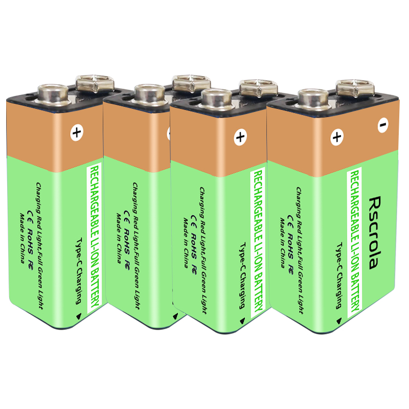 Long-Lasting 9V Rechargeable Battery 6800mAh Type-C Fast Charge Battery for Multimeter, Guitar Pedal, Microphone, Smoke Detector: Beige