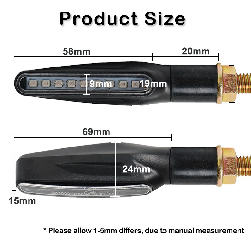 Emark led blinkers motorcykel signalljus  e24 led blinkers blinkande indikator böjbar bakre stoppsignal inbyggt led relä