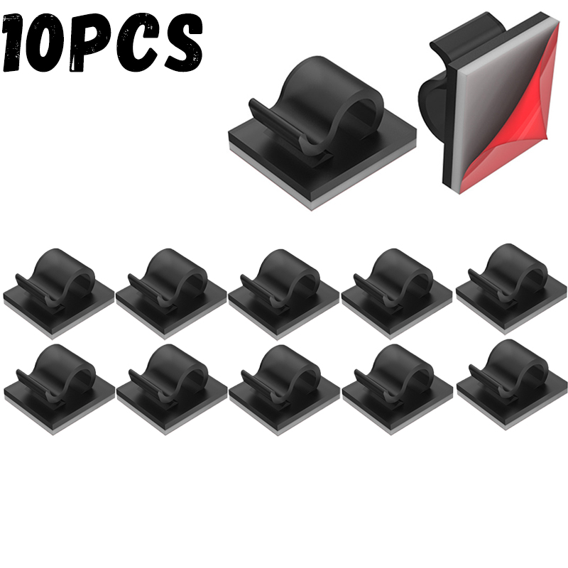 Cable Clips Adhesive Cable Organizer Sticky Wire Clip Cord Organizer Wires Management Holder for Office Car Home Charging Cable: WHITE