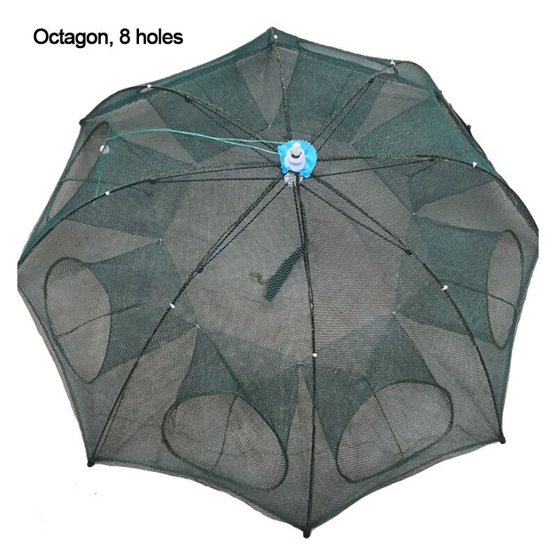 Fishing Net 4-12 Holes Umbrella Automatic Shrimp Cage Nylon Foldable Crab Fish Trap Net Cast Folding Fishing Network: 8 holes
