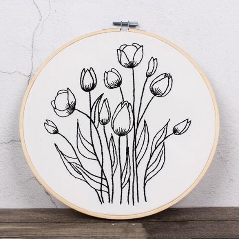 Sketch Simple Embroidery Kit Handmade DIY Fabric Novice European Embroidery Kit Home Decoration: F