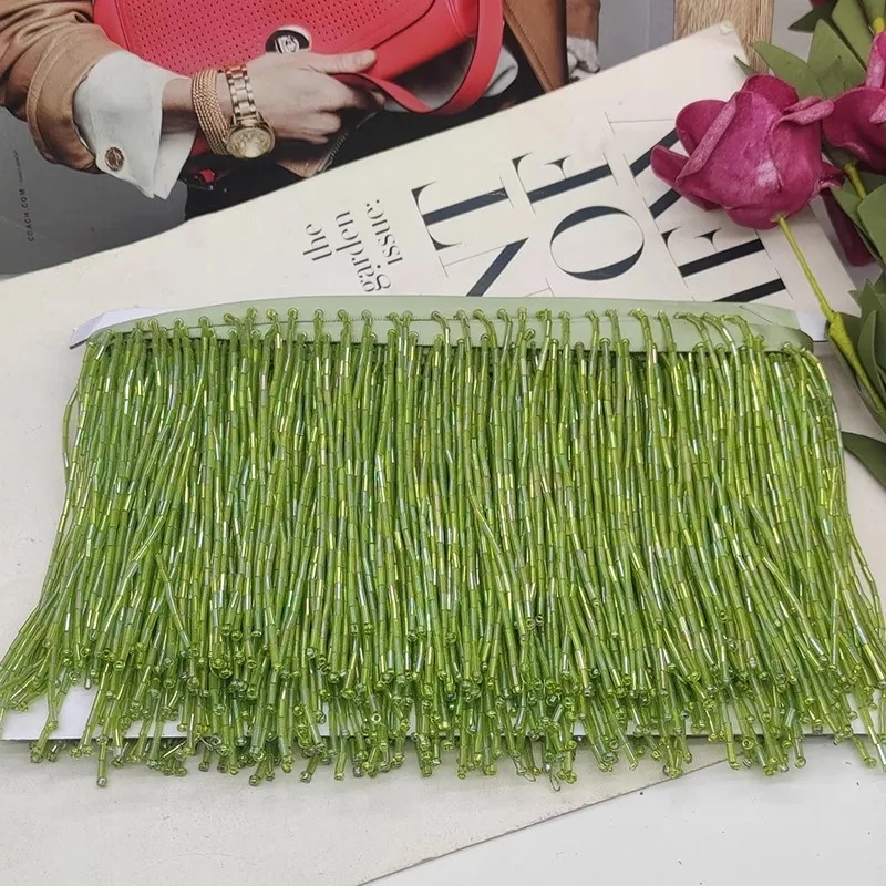 10CM Wide Gold Sliver Black Bead Tube Tassel Lace Trim For Clothes Wedding And Evening Dress Curtains Decoration Accessories: DULL