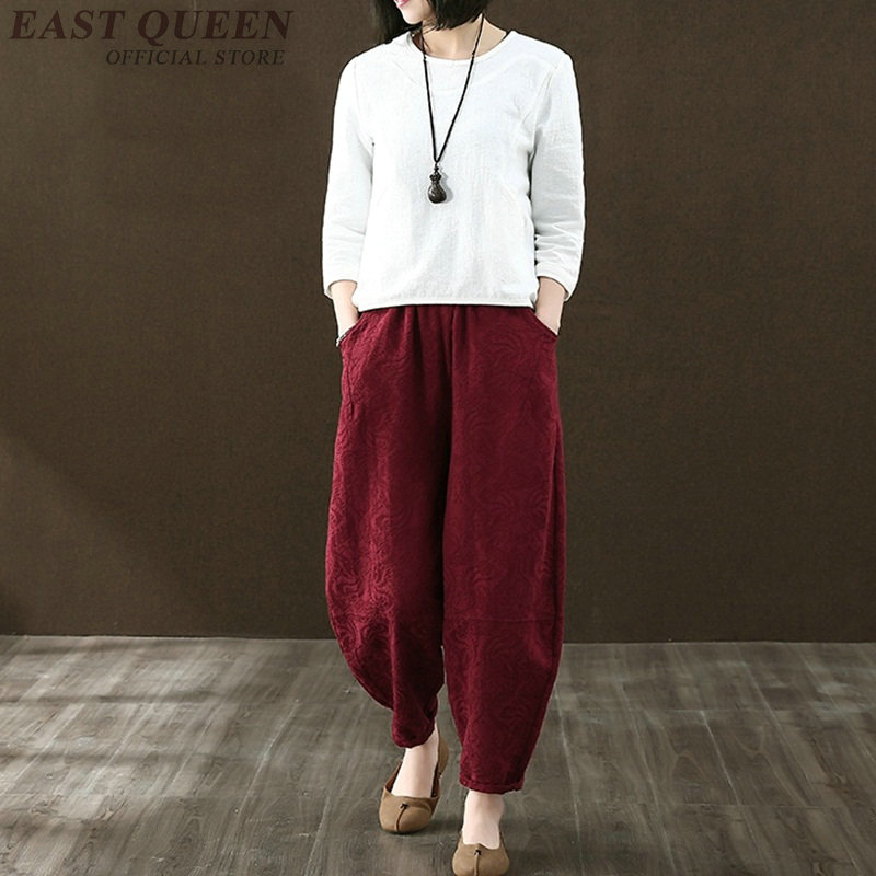 Lniane spodnie kobiet chiński styl lniane spodnie damskie w tradycyjny chiński spodnie FF820