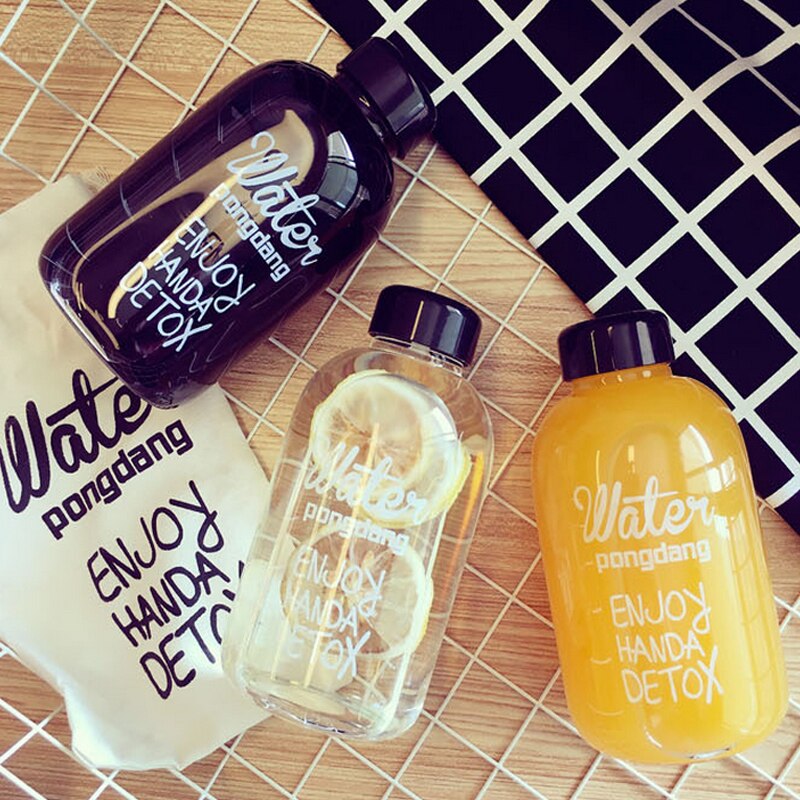 Bärbar klar flaska vattenkopp plastflaska sport plastpåse säck 1000ml/500ml flaska för vandring genomskinlig miketea kopp 1pc