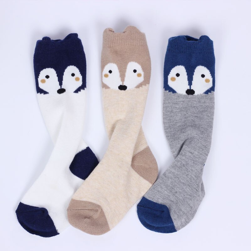 Leuke Cartoon Vos Baby Sokken Baby Kinderen Jongen Meisje Winter Sokken Pasgeboren Peuter Infant Kniehoge Lange Sok Sokken calcetines