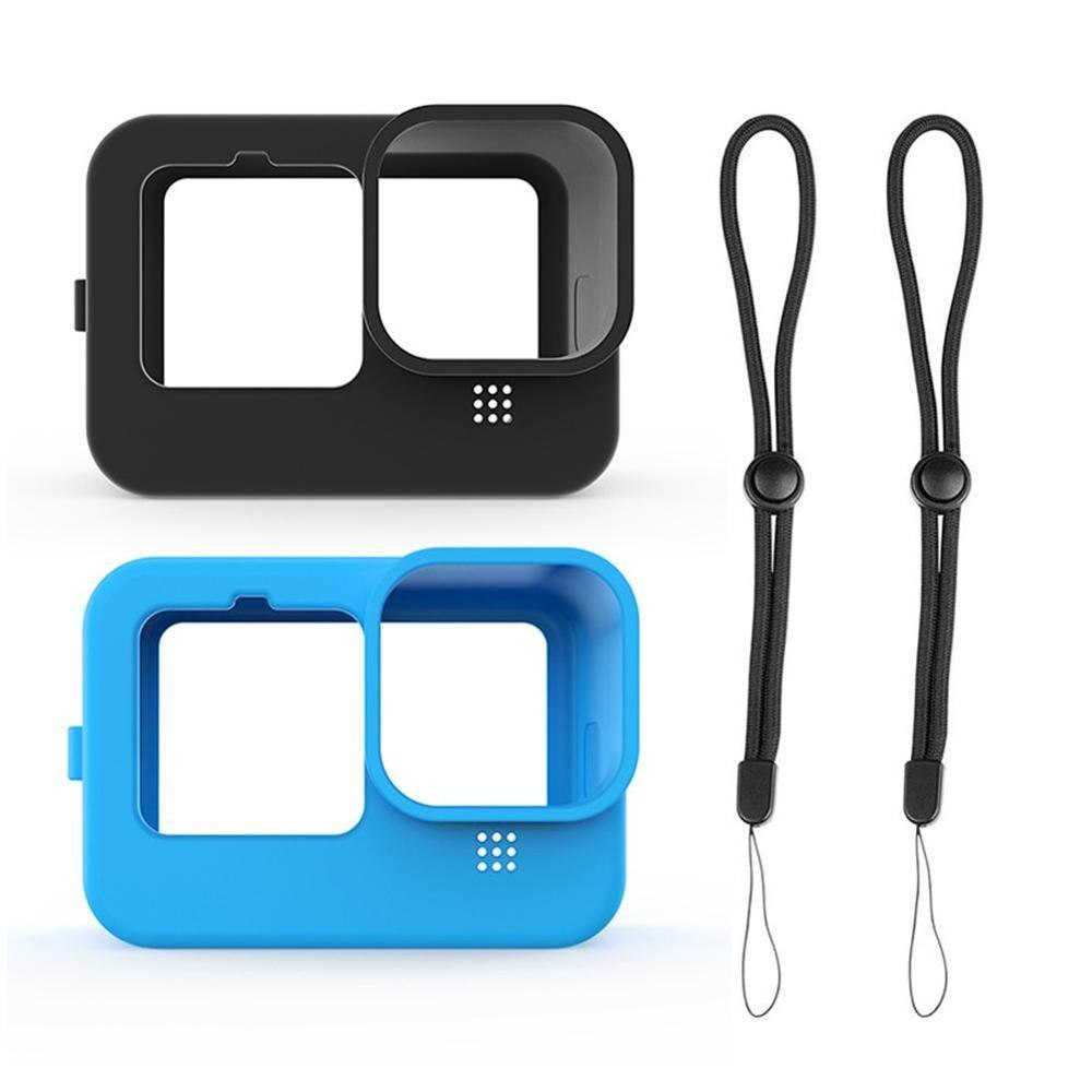 Siliconen hoesje voor gopro hero 9, zwarte beschermhoes, veiligheidshoes met polsbandje