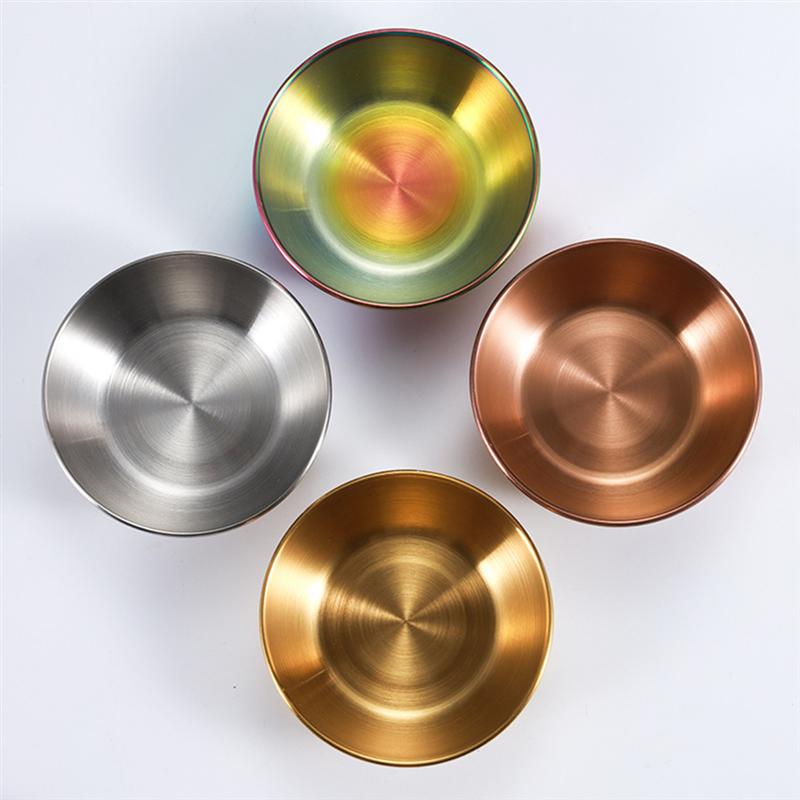 2pcs Appetizer Serving Plate Stainless Steel Sauce Dish Spice Seasoning Dish Stainless Steel Round Small Dish