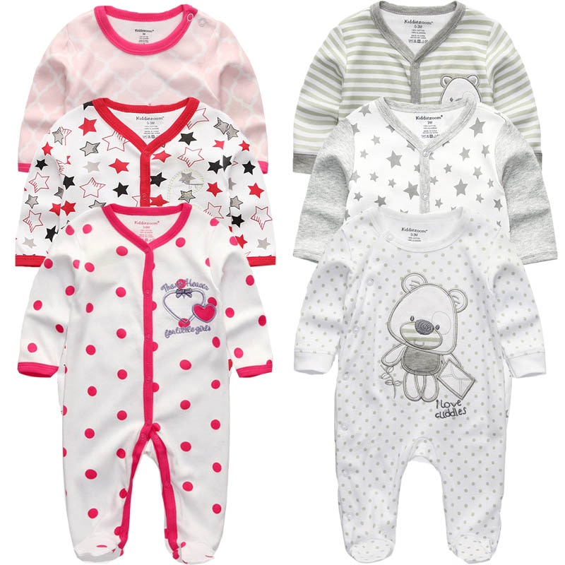 1Pcs Willekeurige Baby Kleding Baby Rompertjes Katoenen Baby Lange Mouw Jumpsuits Jongen Meisje Pasgeboren Baby Kleding Set