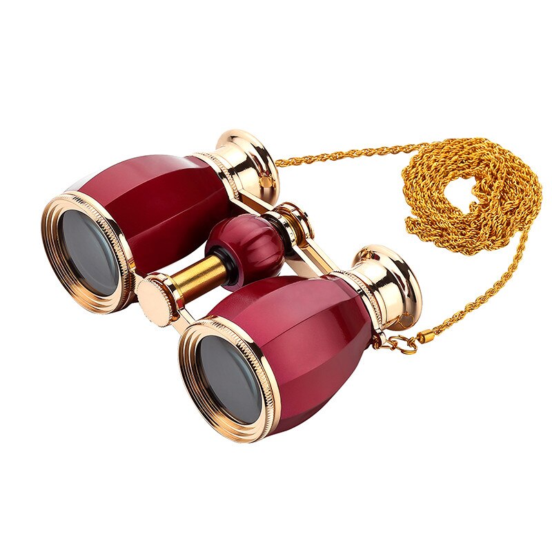 Lunettes d'opéra, 4x30, verre de théâtre à revêtement, rétro, avec chaîne télescopique, pour dames, 5 couleurs: Rouge