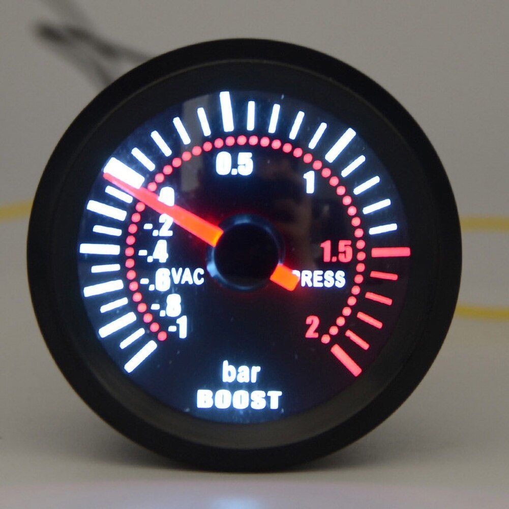 Universal 52mm Pressure Turbo Boost Gauge 2/3 BAR Auto Turbo Boost Meter Smoke Len with Digital Led Light DC 12V Car Accessories