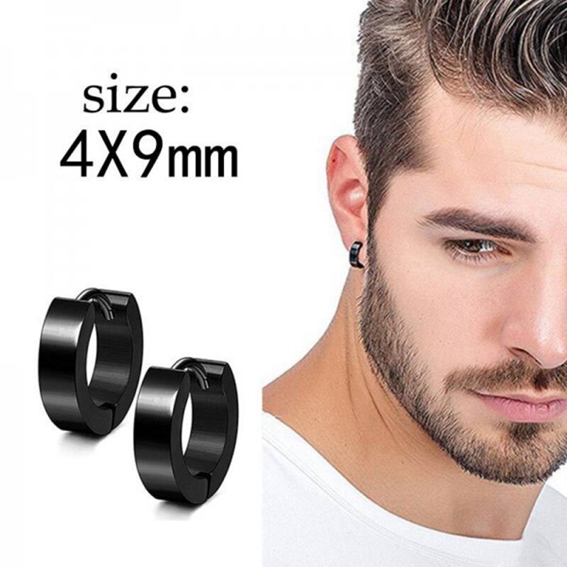 2022 Trendy Black Metal Oorringen Voor Mannen Punk Gothic Jongen Cirkel Piercing Sieraden Straat Rock Hip Hop Rapper Accessoires: 5