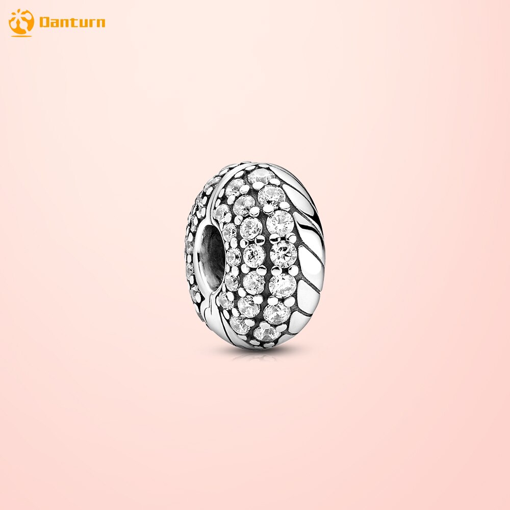 Danturn Autunno 925 sterlina d'argento perlina Pavé Catena Del Serpente Del Modello Della clip di Fascino misura il Braccialetto Europeo Originale Produzione di Monili Delle Donne