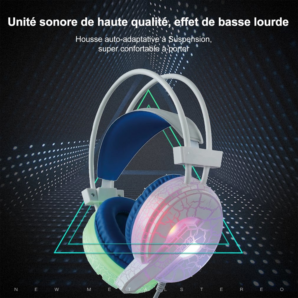 Gaming Headsets Gamer Headphones Surround Sound Stereo Wired Earphones USB Microphone Colourful Light PC Laptop Game Headset