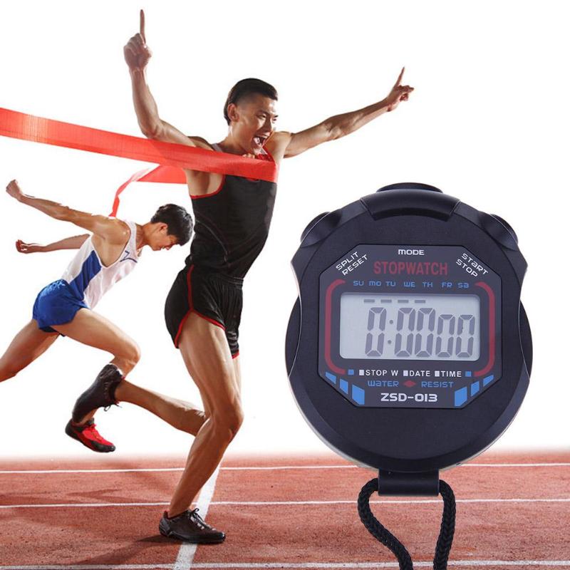 Keuken Countdown Magnetische Timer Sport Stopwatch Professionele Handheld Digitale LCD Sport Stopwatch Counter Timer met Riem