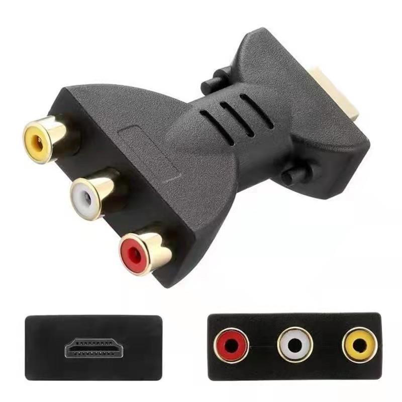 HDTV NAAR AV Vergulde HDMI-compatibele mannelijke naar 3 RGB Rood Wit Geel RCA Video Audio Adapter AV Component Converter Connector: Default Title