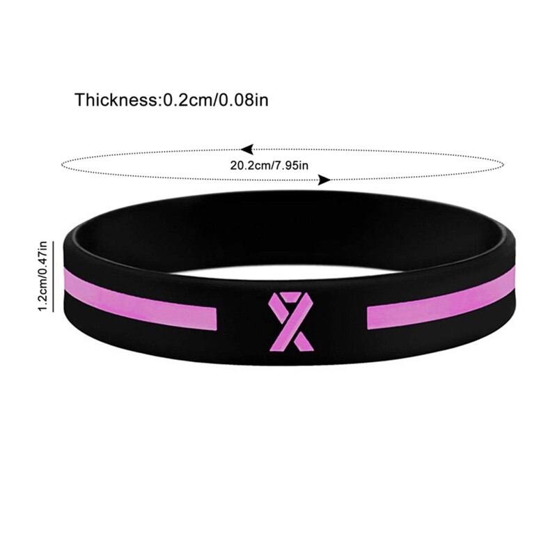 Borstkanker Bewustzijn Lint Siliconen Armband Mentale Gezondheid Awareness Armband Multicolor Lint Polsband Voor Vrouwen