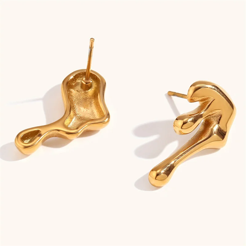 Pendientes creativos de Metal irregulares con forma de gota de agua para mujer, pendientes largos geométricos de Color dorado Vintage, de joyería: Color amarillo dorado claro
