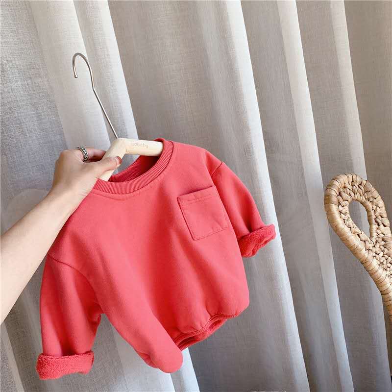 Kinderkleding Herfst/Winter Stijl Meisjes Herfst Stijl Koreaanse Fleece Kinderen Grote Trui: Rood / 90cm