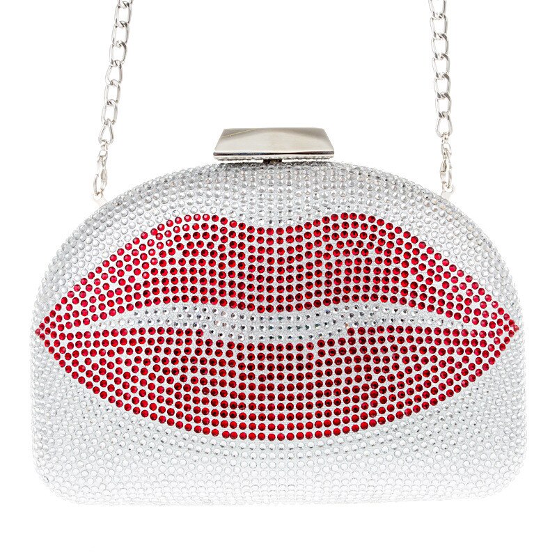 Diamant Avond Clutch Bags Bling Lip Bruiloft Portefeuilles Met Ketting Keten Cross Body Bags MN1647