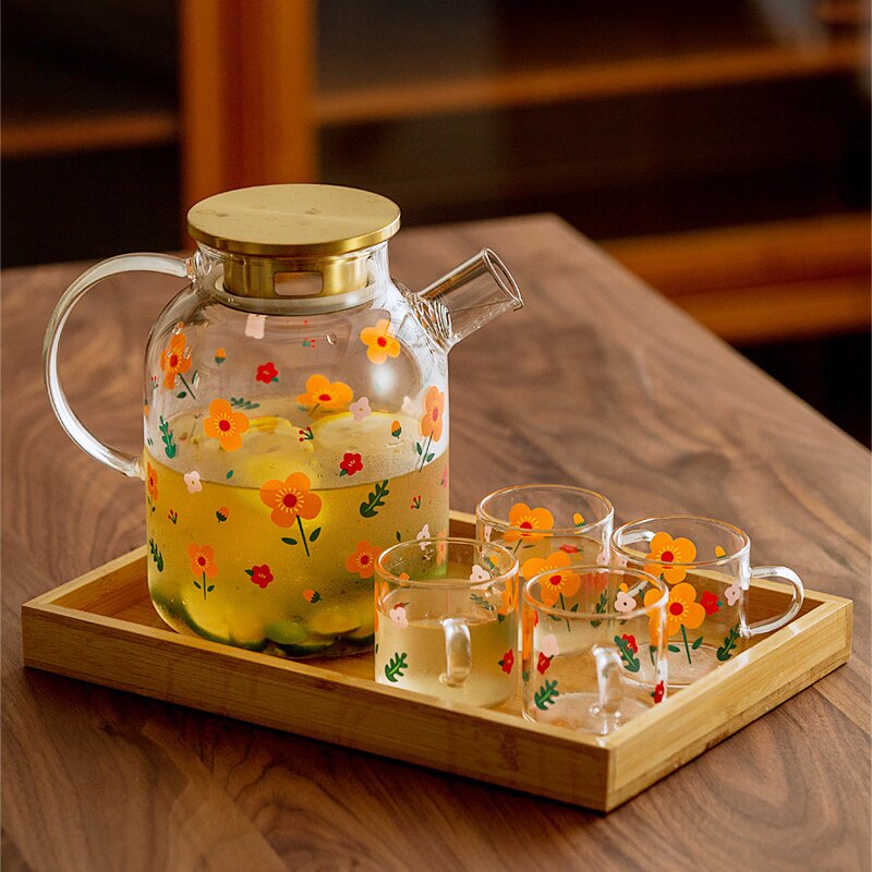 Botella de agua fría de cristal, jarra de agua fría, cubierta de bote de agua, utensilios de cocina para fruta, zumo, flor, té, fruta, cocina