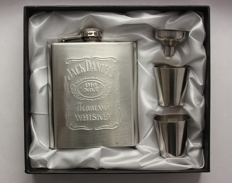 Stainless Steel Hip Flask Flasks for Liquor Set with Bonus Funnel &amp; Shot Glasses &amp; Box(00251)