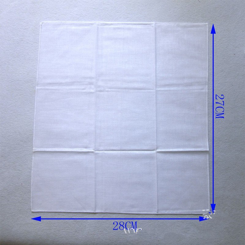 12 stuks herenzakdoeken van wit katoen, dunne stof, doe-het-zelf handgetekende pochet, effen zakdoek, qly 9354