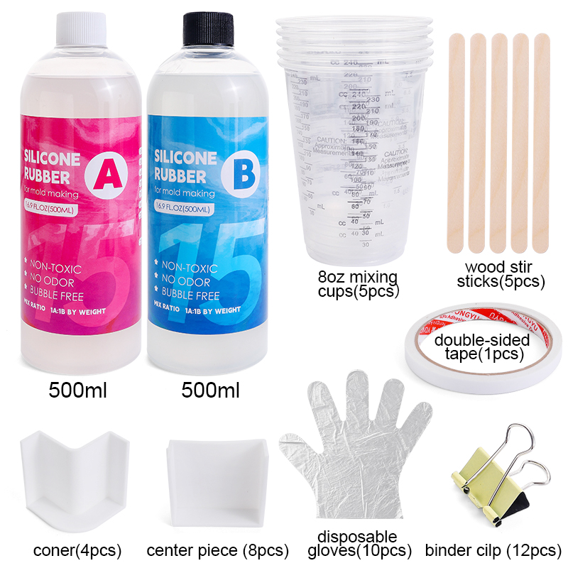 Testkit för tillverkning av silikonformar, snabbhärdande formtillverkning, silikongummi, platinahärdad gjutning, silikon för gjutning av hartsformar: Röd