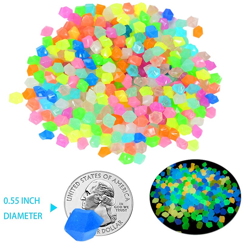 300Pcs 14mm Aquarium Glow Rocks Luminous Stones Glow in The Dark Pebbles Home Garden Decoration Outdoor Yard Lawn Path Decor