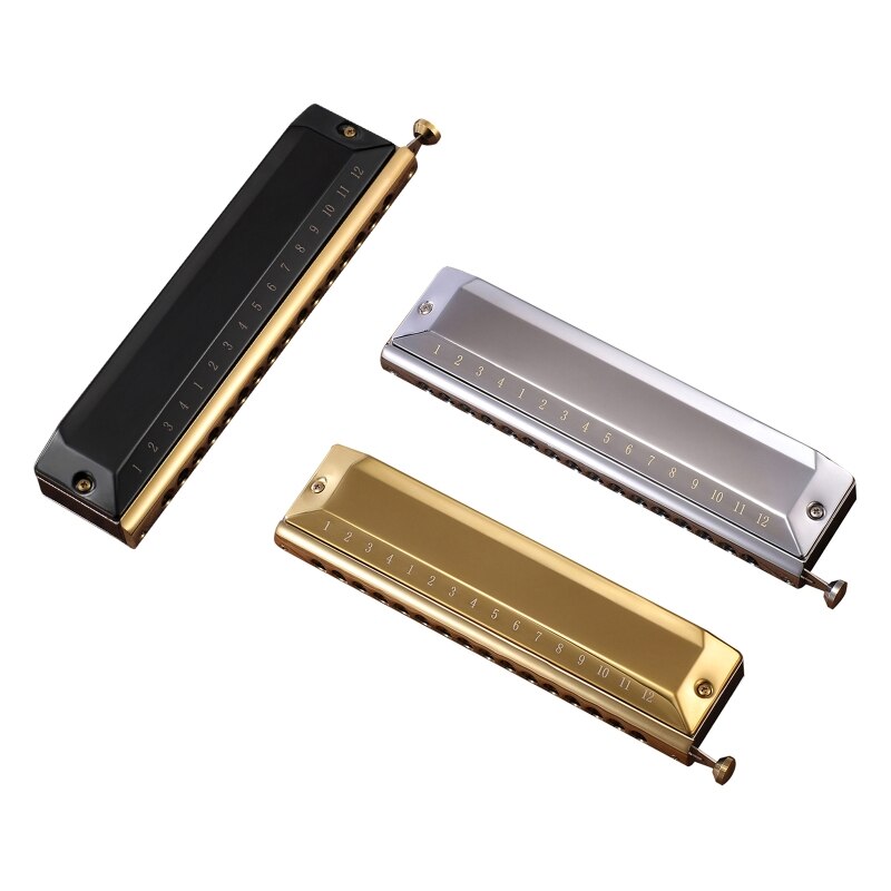 F1FD 16 Holes 48 Tones Chromatic Harmonica, Mouth Organ and Harmonica with Case for Adults, Player &amp;