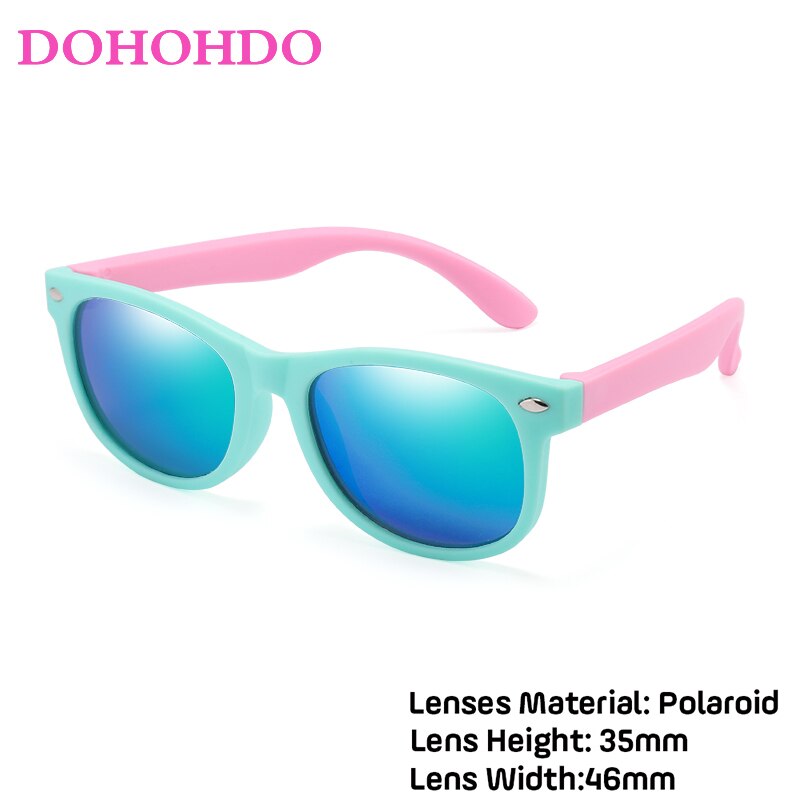 Dohohdo barn solglasögon barn polariserad lins glasögon flickor pojkar silikon barn baby säkerhetsglasögon  uv400 spegel: Grön rosa