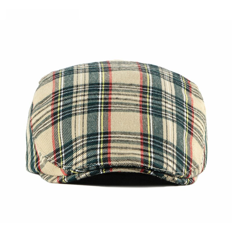Gorro Formal informal de algodón para hombre y mujer, Boina clásica a cuadros, color verde y rojo, Estilo Vintage, para verano, FS