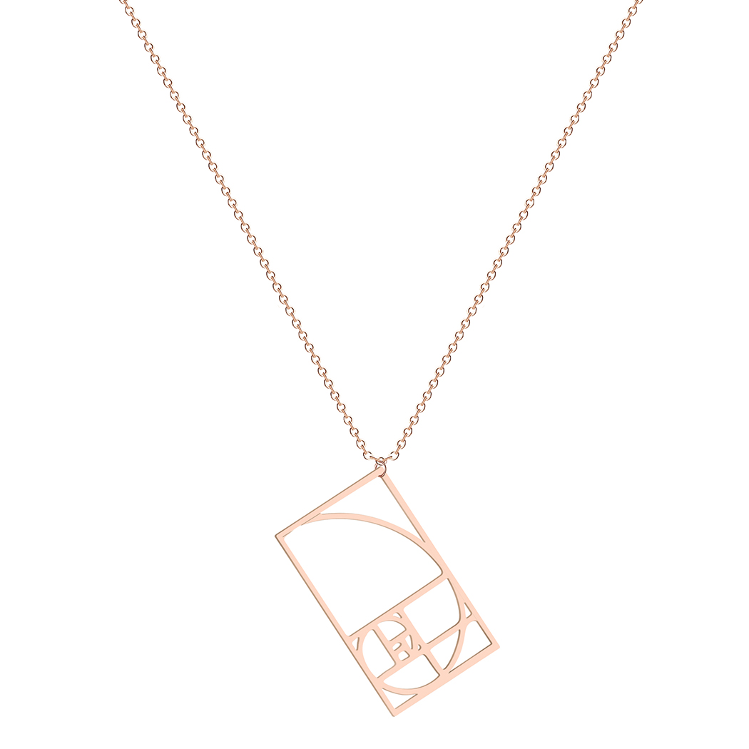 QIAMNI Fibonacci Spiral Circle Triangle Golden Ratio Geometry Pendant Necklace Stainless Steel Women Choker Science Jewelry