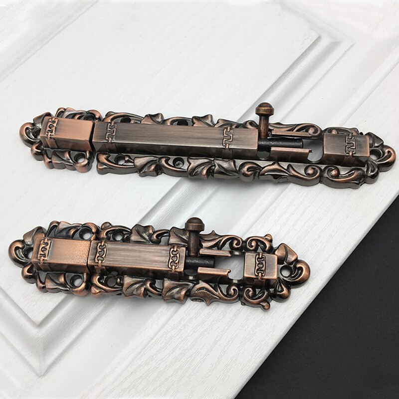 Antique door bolts latch red bronze European sliding door bolts lock flush wood door safety hardware for furniture interior