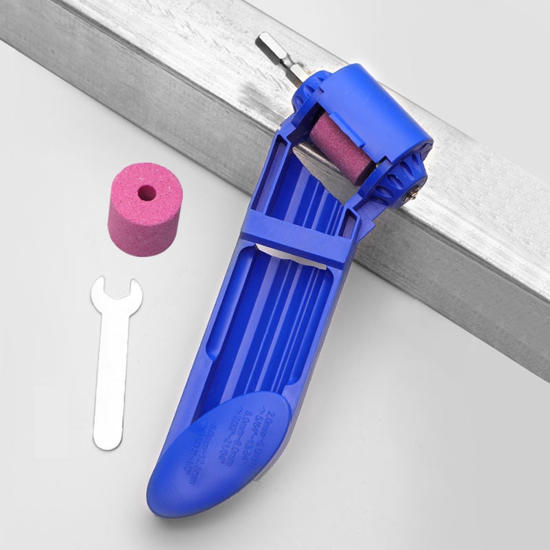 GREENERY Grinding Wheel Drill Bit Sharpener Hand Tools Nail Drill Bits Set Sharpener For Step Drill Dremel Accessories: Blue with 2 Wheel